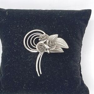 Bond Boyd Sterling Signed Roses Pin Brooch